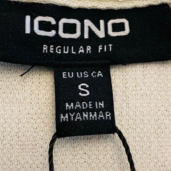 NWT Icono Regular Fit Textured Knit Short Sleeve Polo Shirt Off White Small - Picture 6 of 7